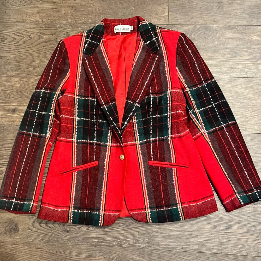 Women's Vintage Fay’s Closet Wool Plaid Blazer